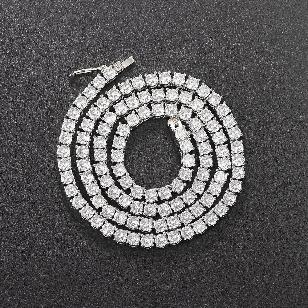 3/4/5MM 14K Gold Iced Out Diamond Tennis Chain 18-30 Inches Necklace for Men and Women
