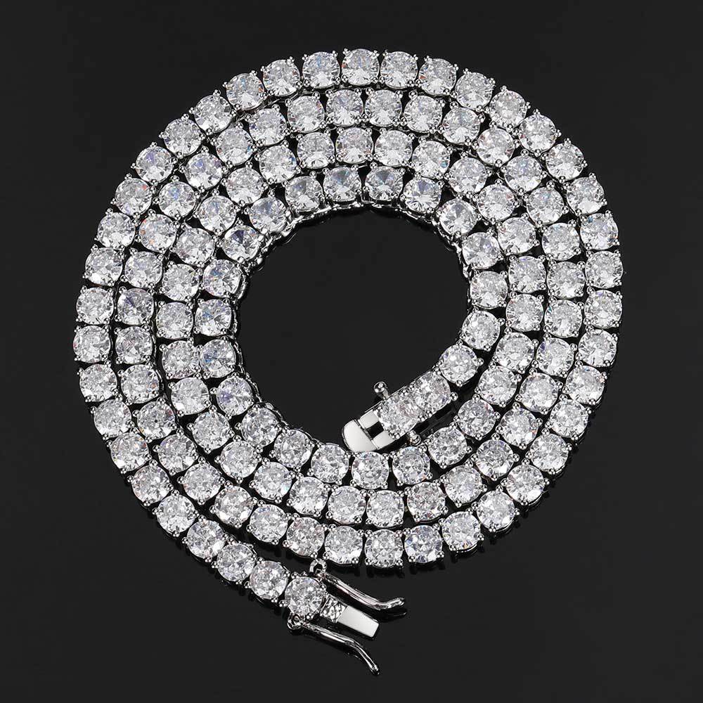 3/4/5/6MM 18k/White Gold Tennis Chain Necklace For Men Iced Out