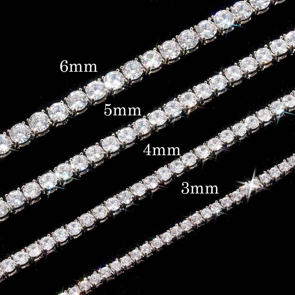 3/4/5/6MM 18k/White Gold Tennis Chain Necklace For Men Iced Out