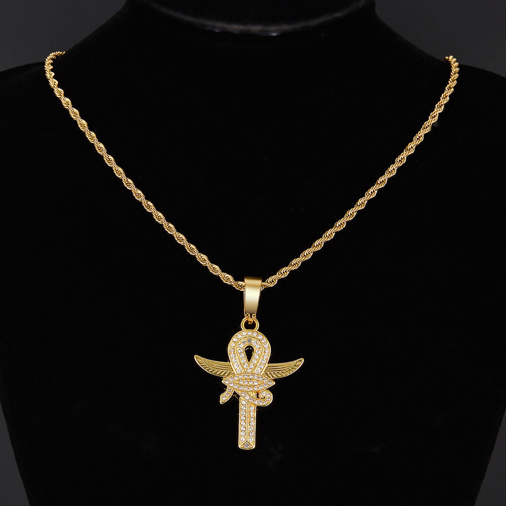18K/White Gold Eye of Horus Cross Pendant TRIPOD JEWELRY