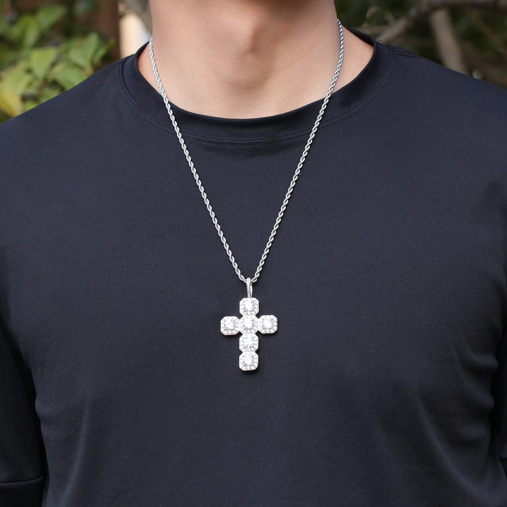 18K/White Gold Hip-Hop Iced Out Zircon Cross Pendant Hip Hop Jewelry