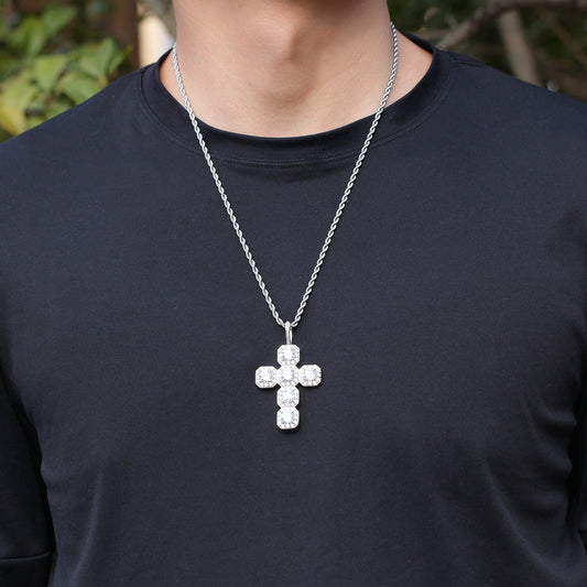 18K/White Gold Hip-Hop Iced Out Zircon Cross Pendant Hip Hop Jewelry TRIPOD JEWELRY