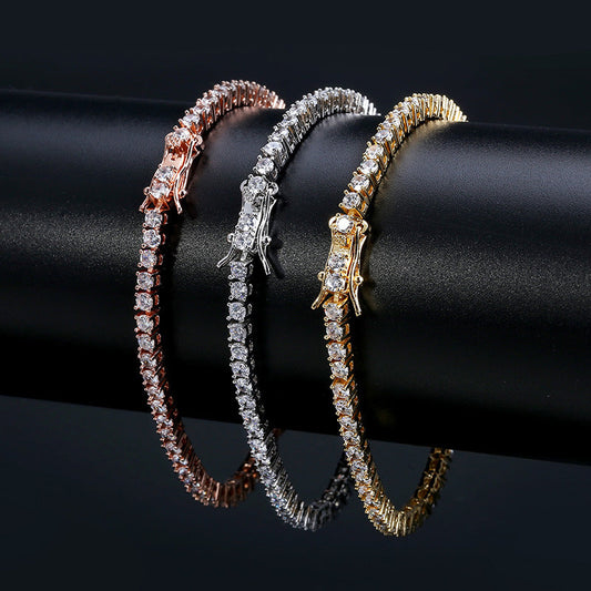 3MM 18K/White Gold Zircon Tennis Bracelet TRIPOD JEWELRY