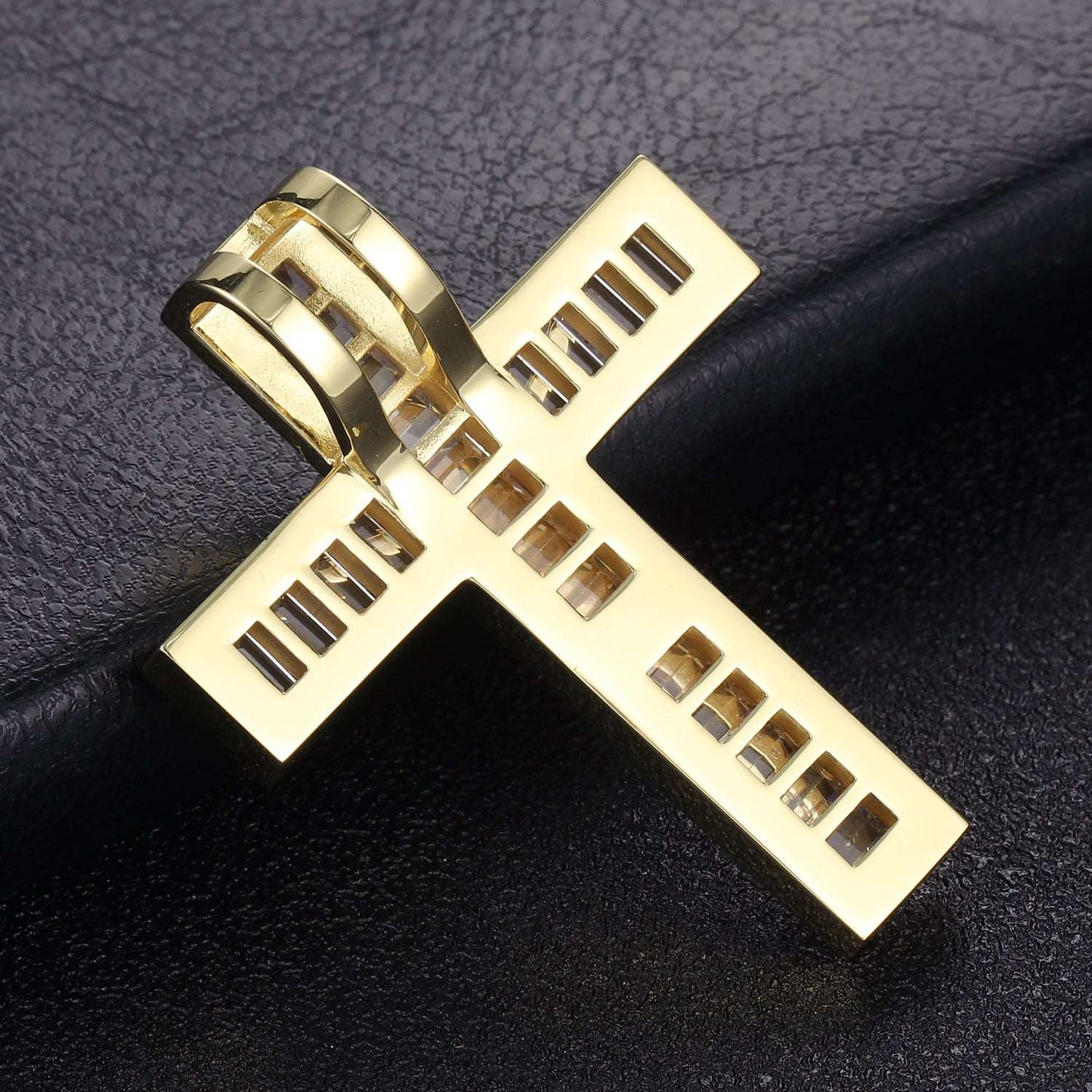 14K Gold Iced Jesus Cross Pendant