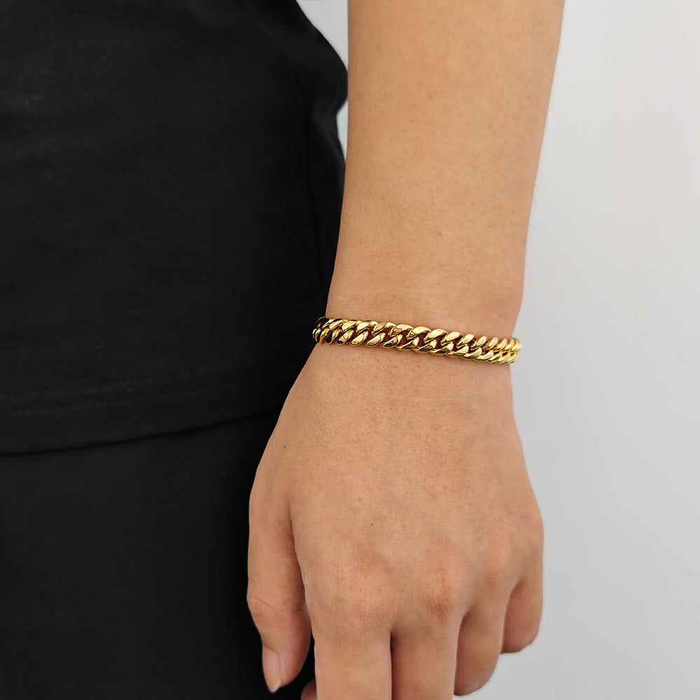 6/8/10/12MM 18K/White Gold Hip-Hop Miami Cuban Link Bracelet TRIPOD JEWELRY