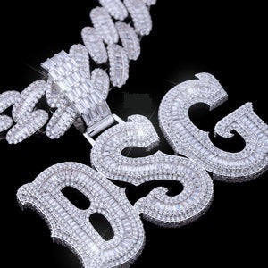 Personalized White Gold Name Pendant Custom Letter Freibeuter Font Necklace TRIPOD JEWELRY