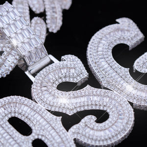 Personalized White Gold Name Pendant Custom Letter Freibeuter Font Necklace TRIPOD JEWELRY