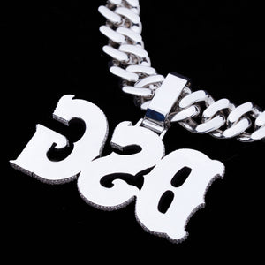 Personalized White Gold Name Pendant Custom Letter Freibeuter Font Necklace TRIPOD JEWELRY