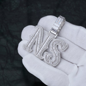 Personalized White Gold Name Pendant Custom Letter Freibeuter Font Necklace TRIPOD JEWELRY