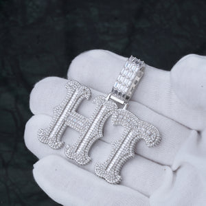 Personalized White Gold Name Pendant Custom Letter Freibeuter Font Necklace TRIPOD JEWELRY