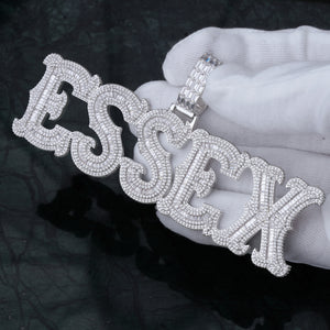 Personalized White Gold Name Pendant Custom Letter Freibeuter Font Necklace TRIPOD JEWELRY