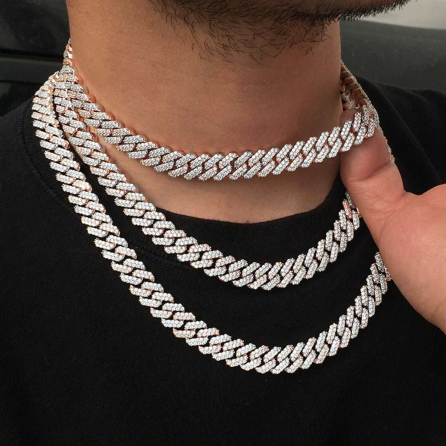 12MM Rose Gold Plated Iced Out Cuban Link Chain