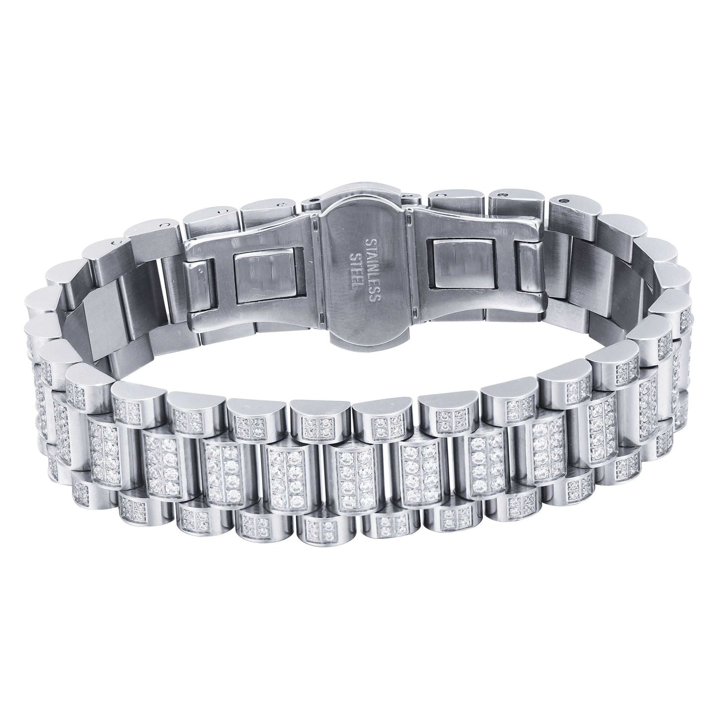 15MM White Gold Plated Iced Out Watch Bracelet