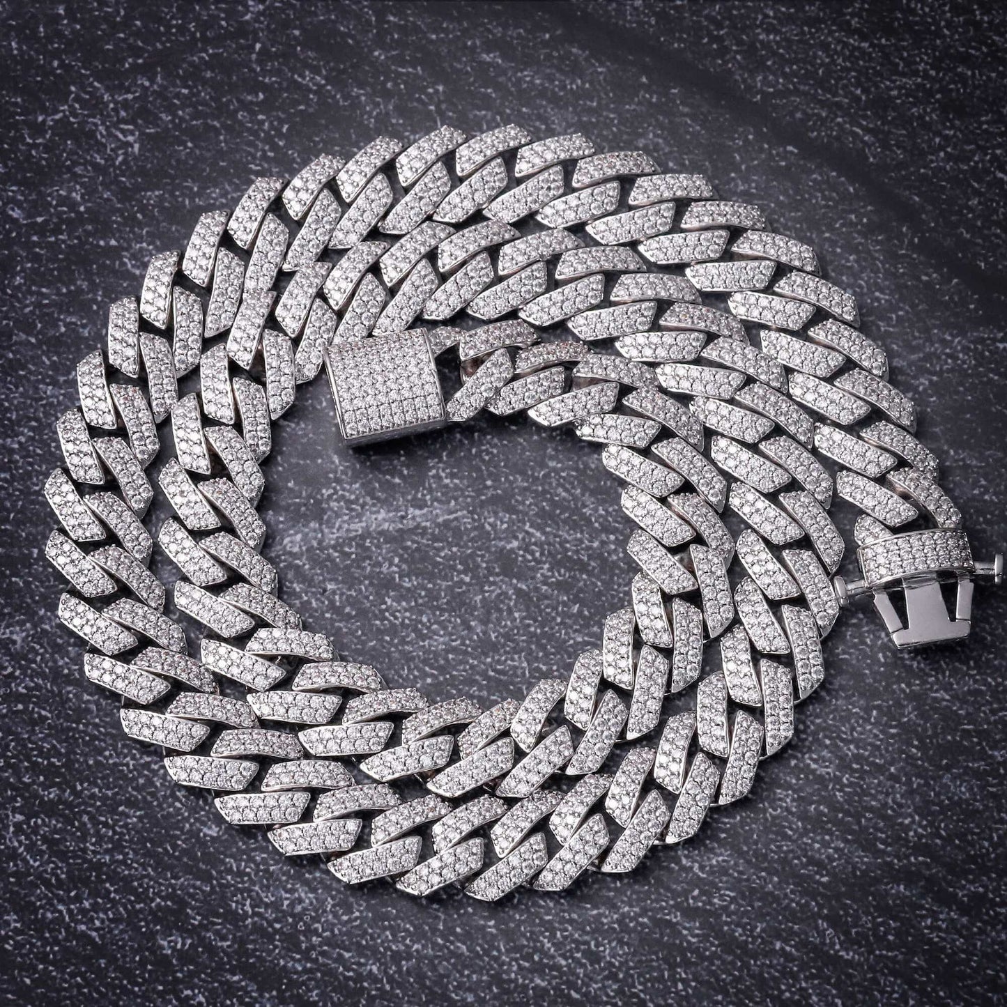 15MM White Gold Plated Prong Iced Out Cuban Link Chain