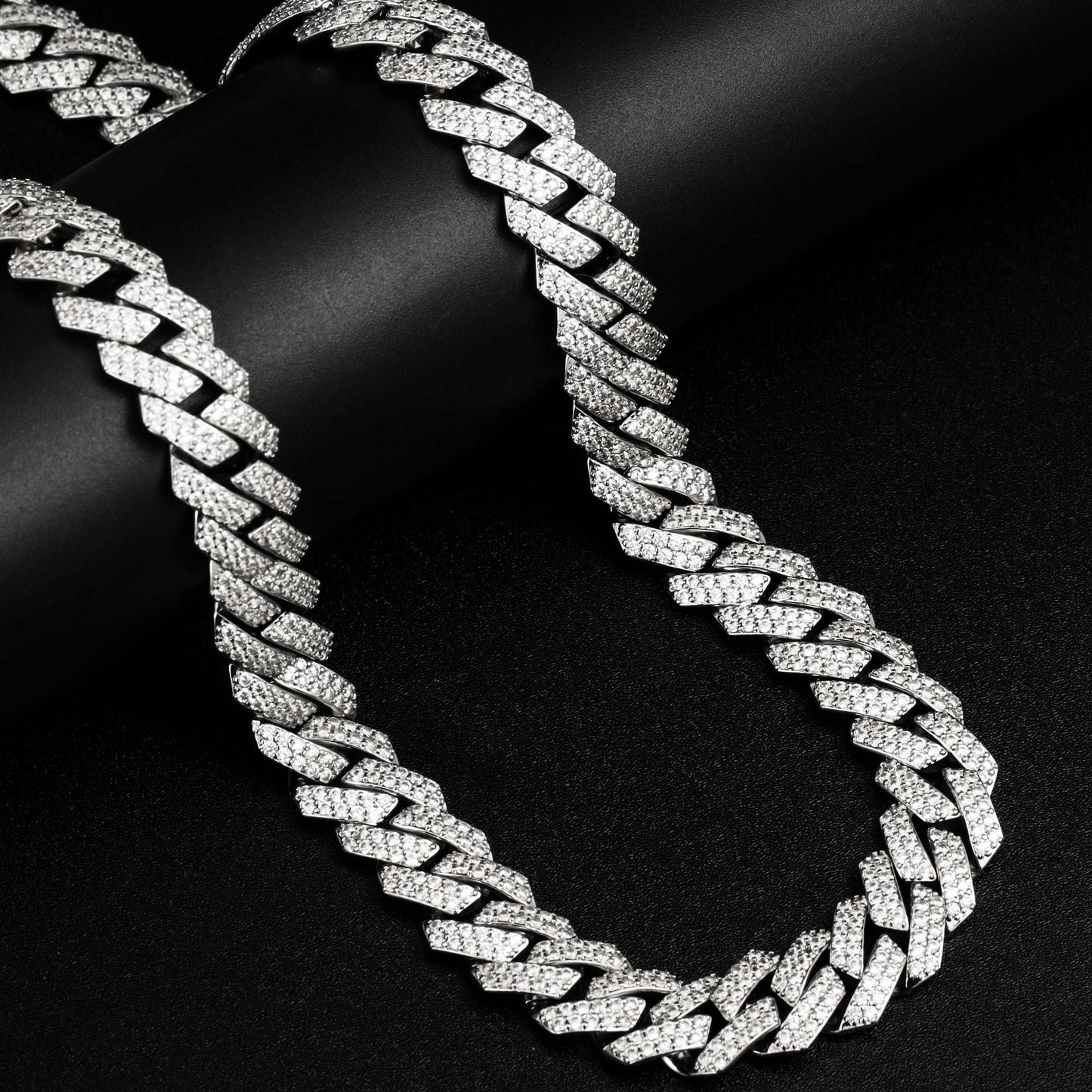 15MM White Gold Plated Prong Iced Out Cuban Link Chain