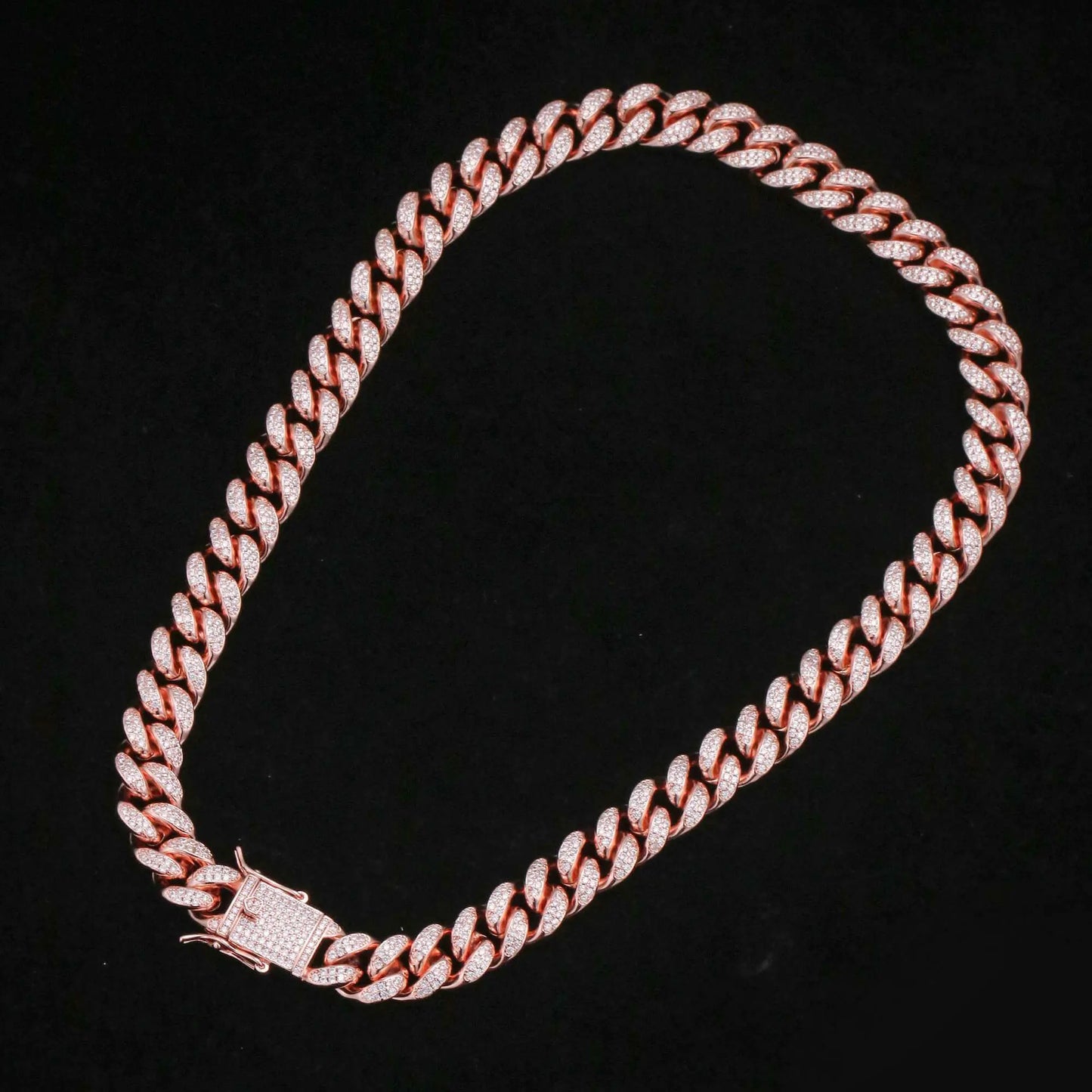 12MM 2 Tone Gold Plated Iced Out Flooded Cuban Link Chain