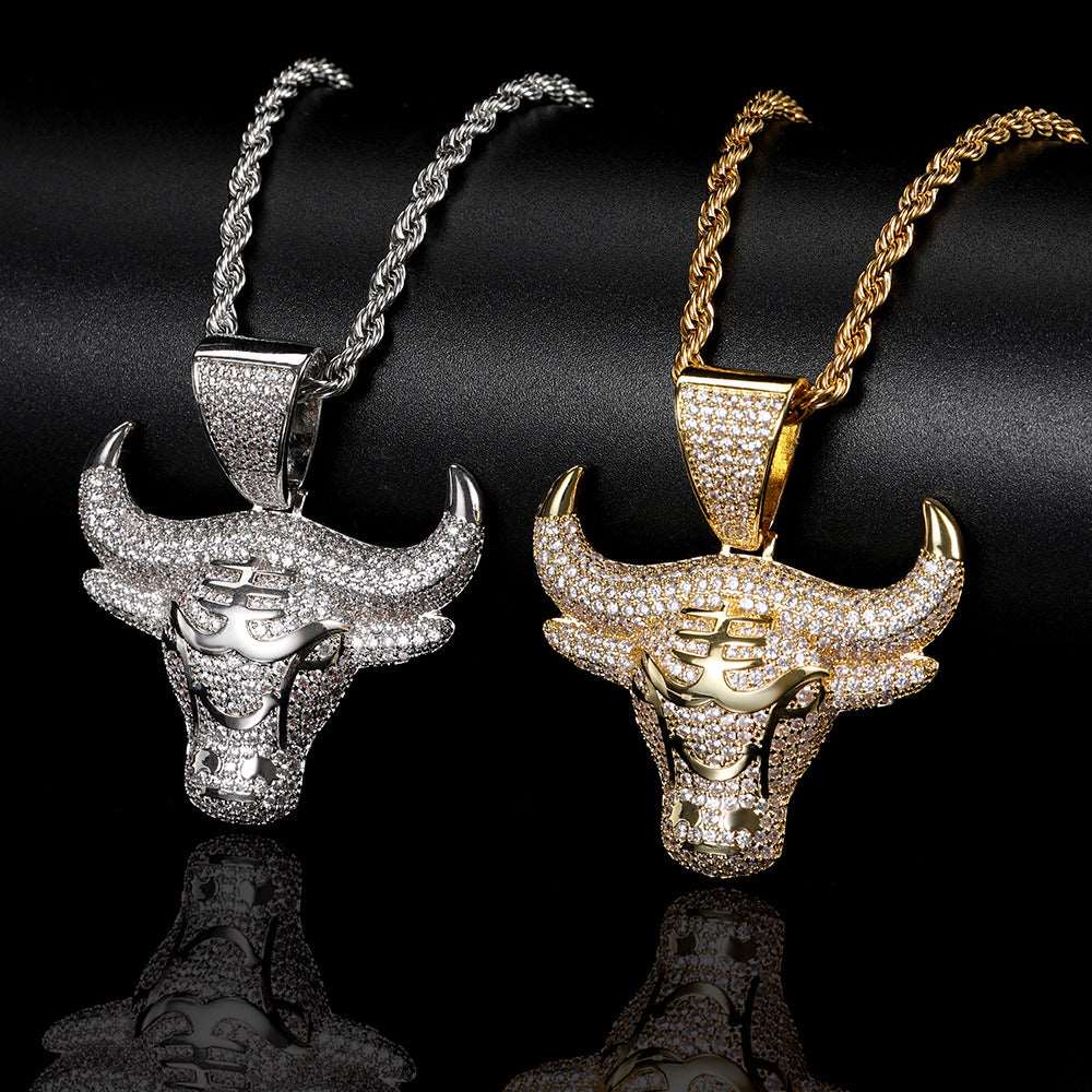 18K/White Gold Bull's Head Pendant