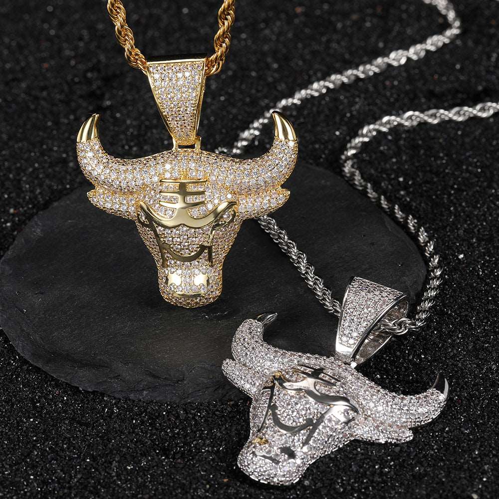 18K/White Gold Bull's Head Pendant