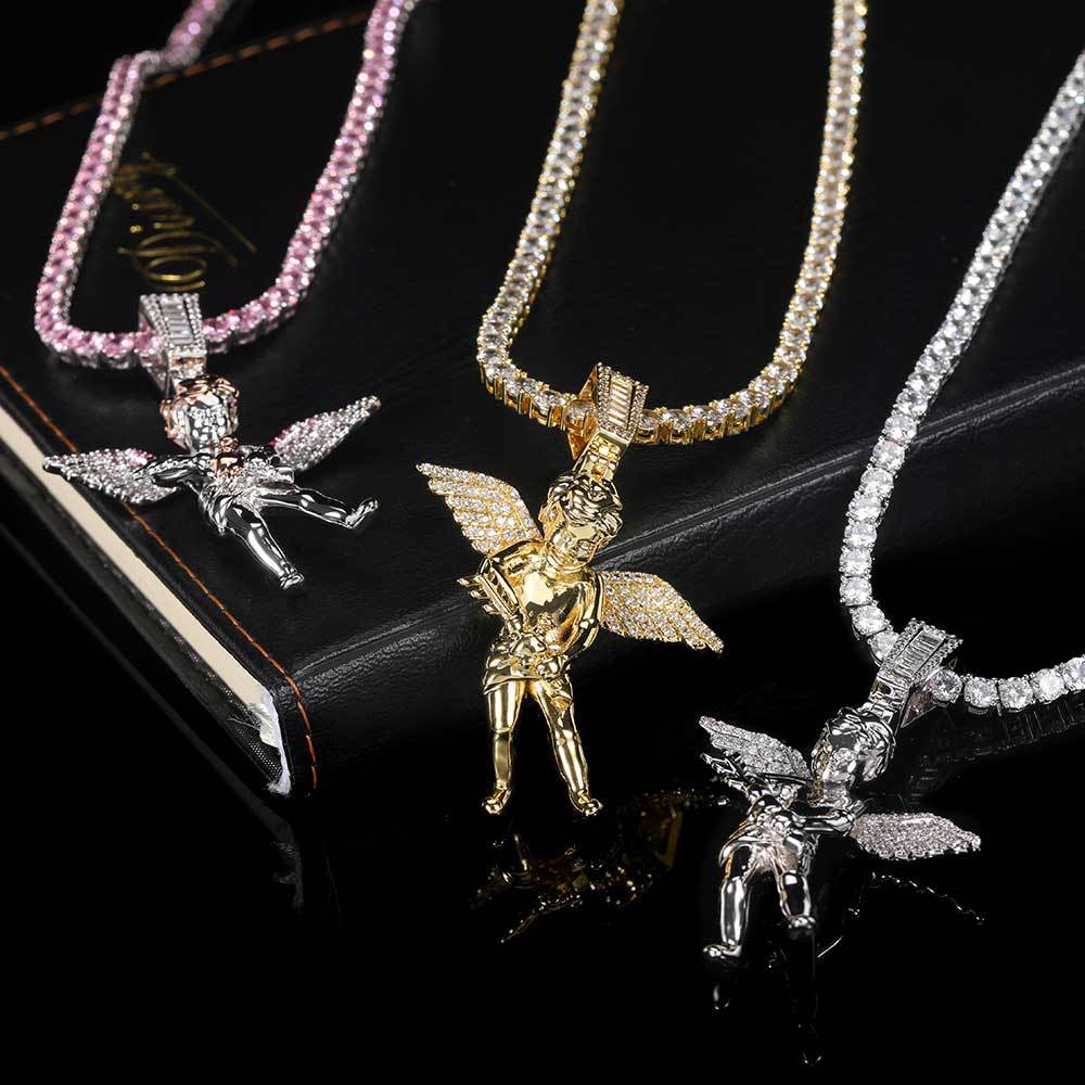 18K/White Gold Cherub Pendant