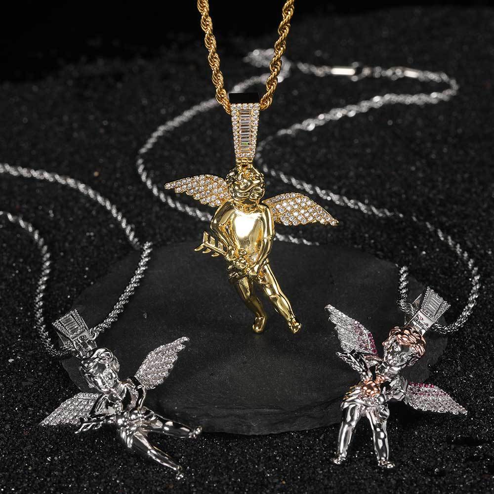 18K/White Gold Cherub Pendant