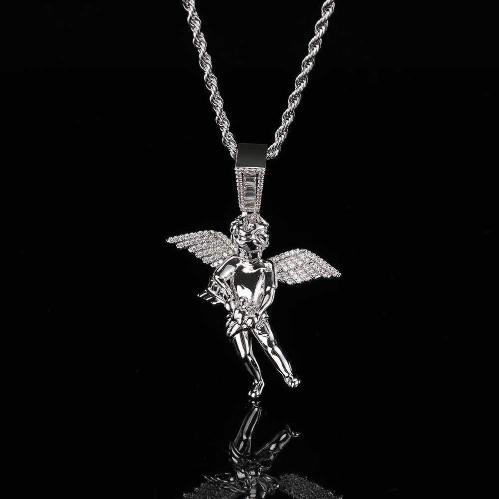 18K/White Gold Cherub Pendant