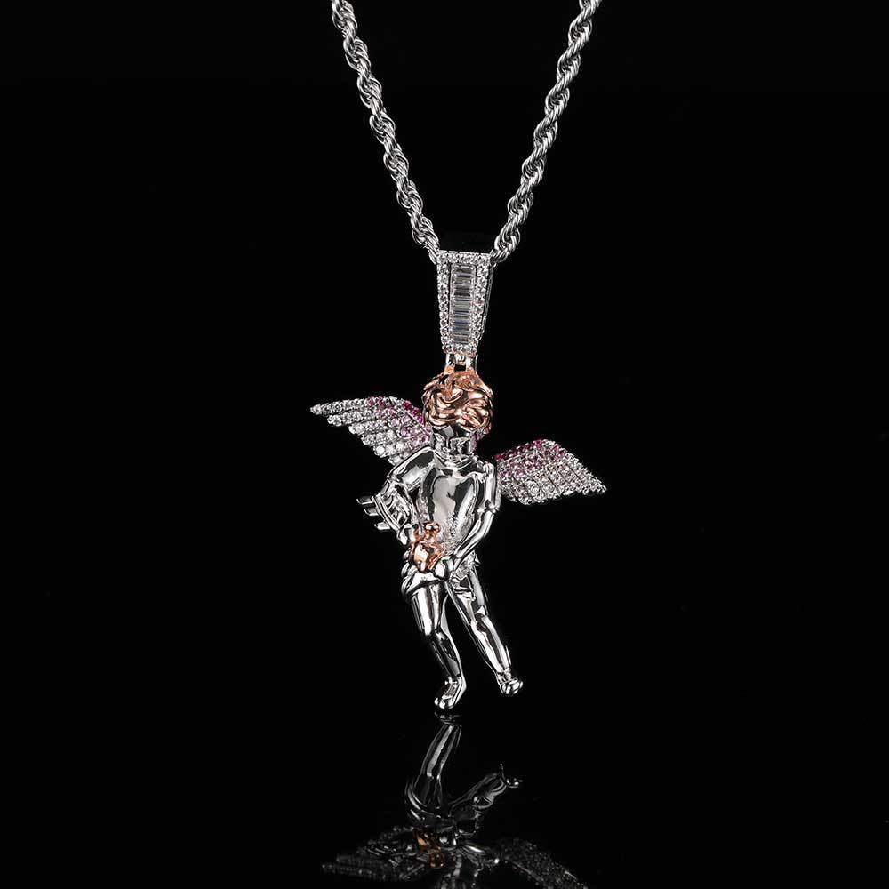18K/White Gold Cherub Pendant