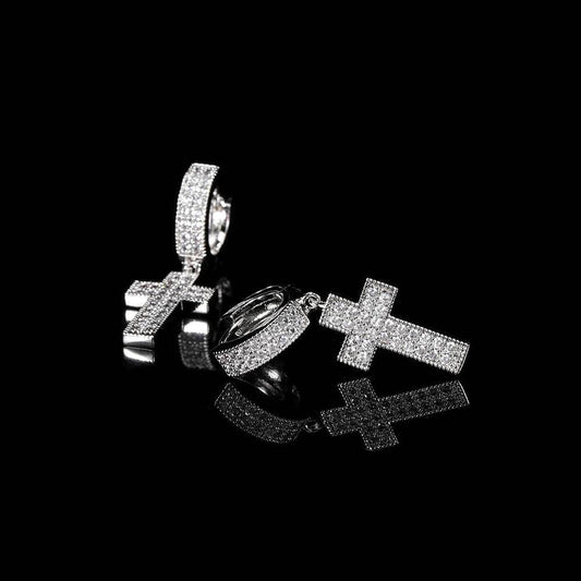 14K/White Gold Cross Earrings TRIPOD JEWELRY