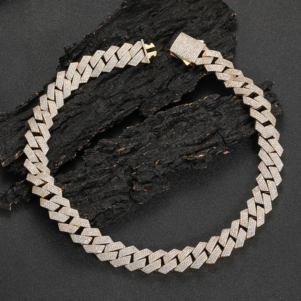 19MM 18K/White Gold Iced Out Cuban Link Chain Necklace TRIPOD JEWELRY