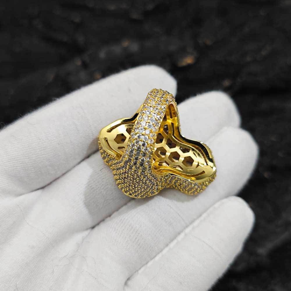 18K/White Gold Plated Zircon Cross Ring TRIPOD JEWELRY