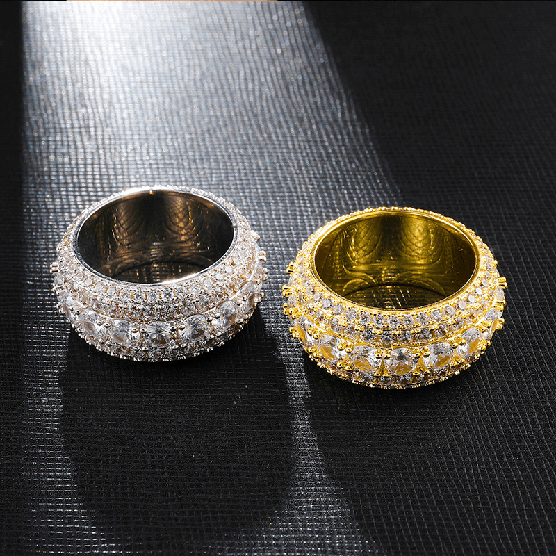 18K Gold Iced Out Spinning Ring