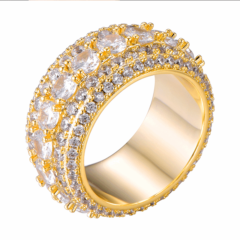 18K Gold Iced Out Spinning Ring