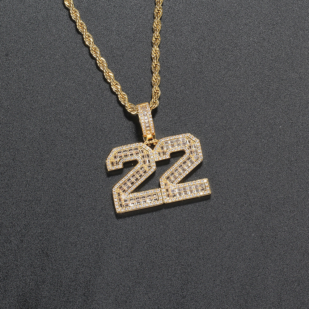 CZ Custom Pendant Number Gold Plated Necklace Gift TRIPOD JEWELRY