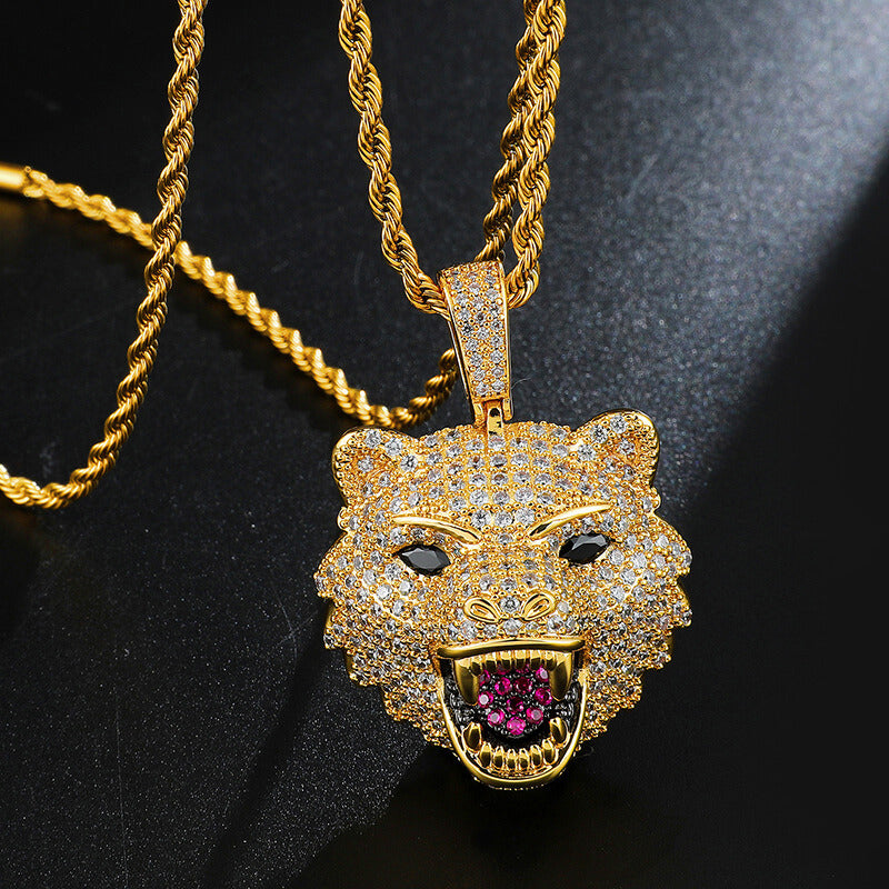 Iced Out Diamond Wolf Head Pendant Hip Hop Jewelry Tripodjewelry