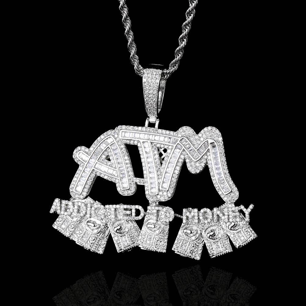 Gold/White Gold Zircon Letter ATM Pendant TRIPOD JEWELRY