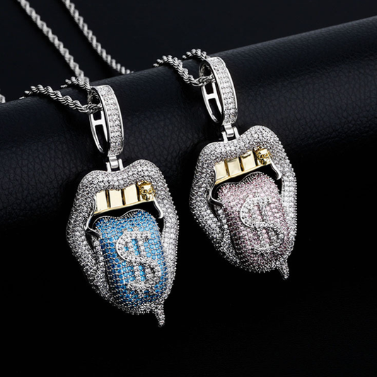 Big Mouth Tongue Dollar Hip Hop Pendant Hip Hop Jewelry Necklace Tripodjewelry