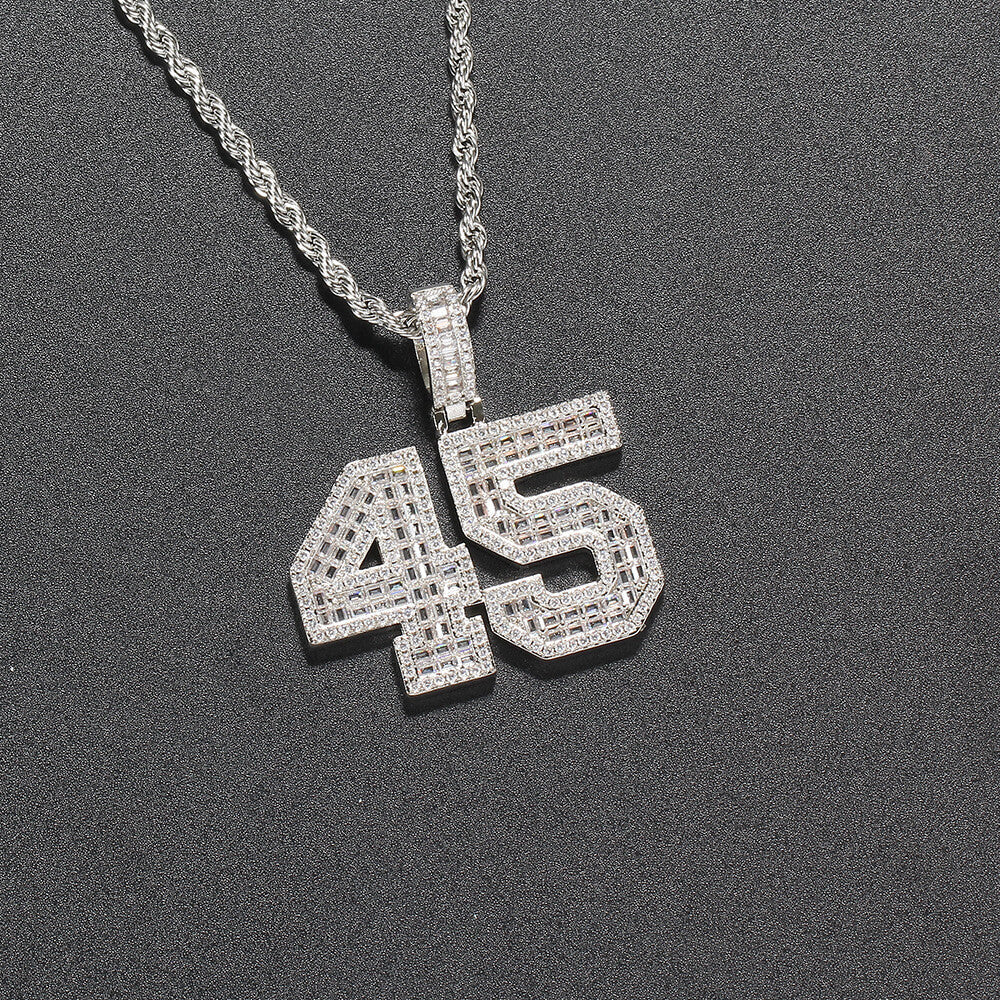 CZ Custom Pendant Number Gold Plated Necklace Gift TRIPOD JEWELRY