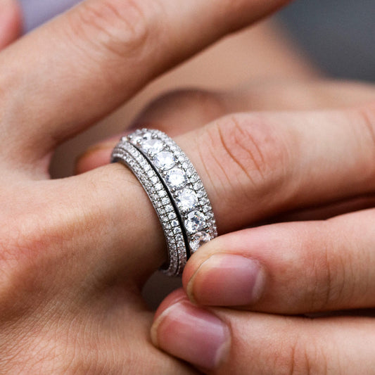 White Gold Iced Out White Stone Hip Hop Ring Tripodjewelry