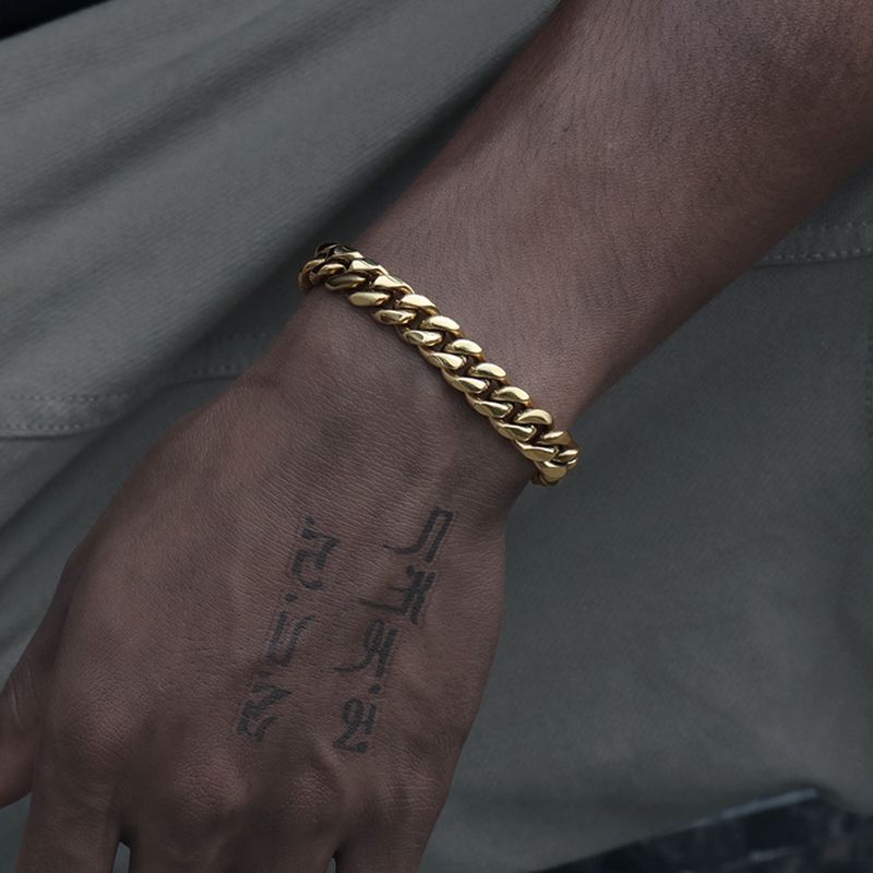8MM 14K Gold Plated Miami Cuban Link Bracelet - Tripodjewelry