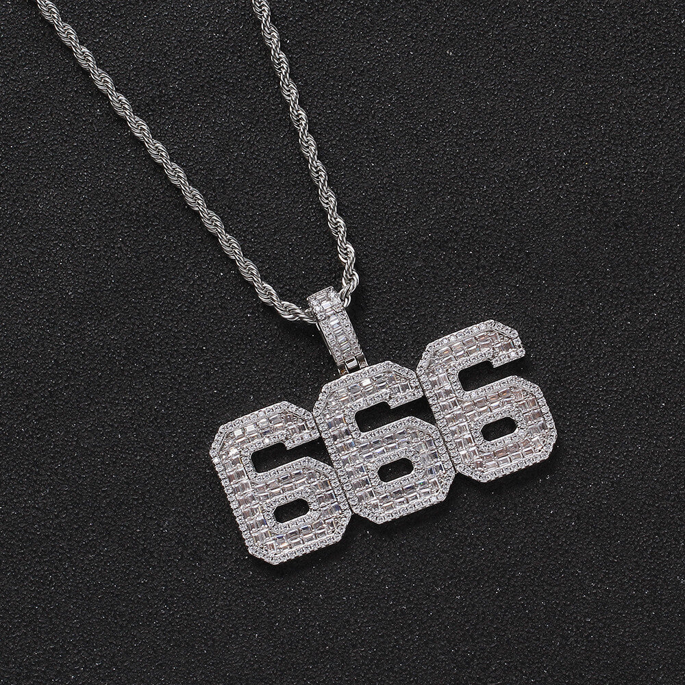CZ Custom Pendant Number Gold Plated Necklace Gift TRIPOD JEWELRY