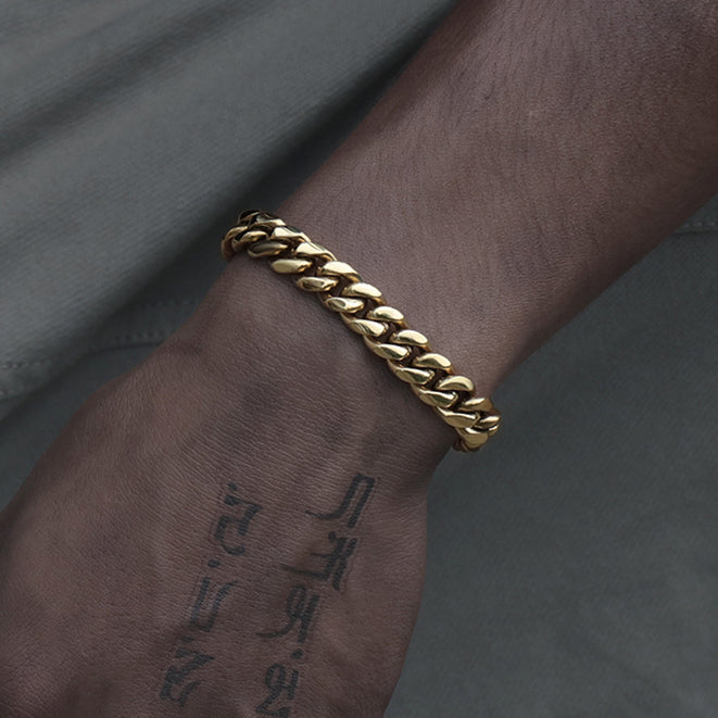 8MM 14K Gold Plated Miami Cuban Link Bracelet - Tripodjewelry