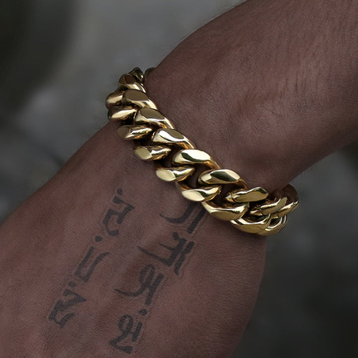 16MM 14K Gold Plated Miami Cuban Link Bracelet - Tripodjewelry