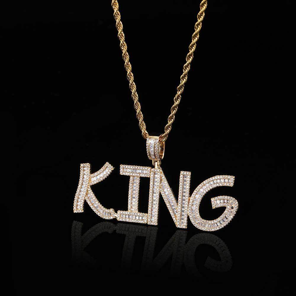 Square Zircon Letter Custom Pendant Necklace Tennis Chain TRIPOD JEWELRY