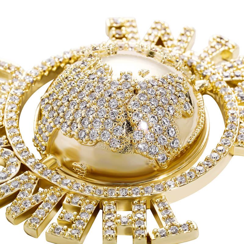 18k Iced Out World-Earth Pendant Tripodjewelry