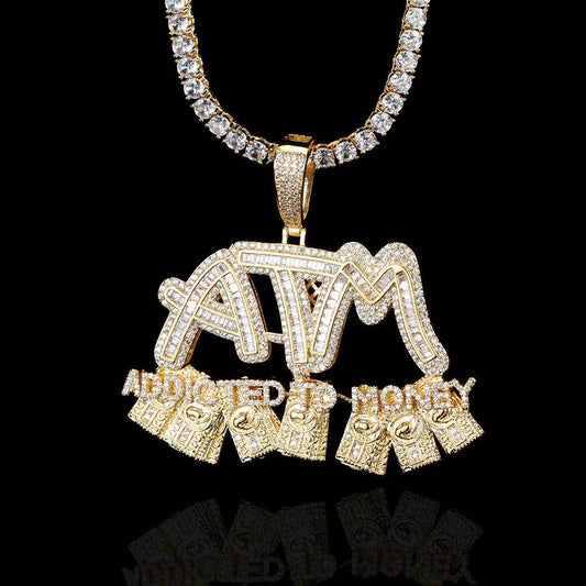 Gold/White Gold Zircon Letter ATM Pendant TRIPOD JEWELRY