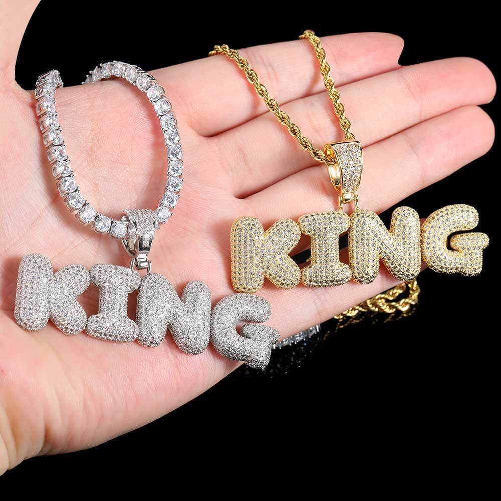 Customized Bubble Letter Name Chain Necklace Name Plate Chains TRIPOD JEWELRY