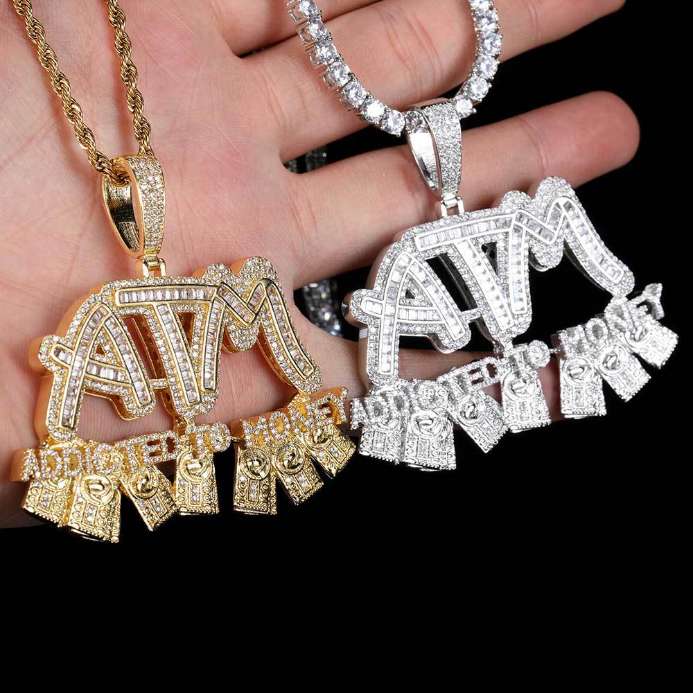 Gold/White Gold Zircon Letter ATM Pendant TRIPOD JEWELRY