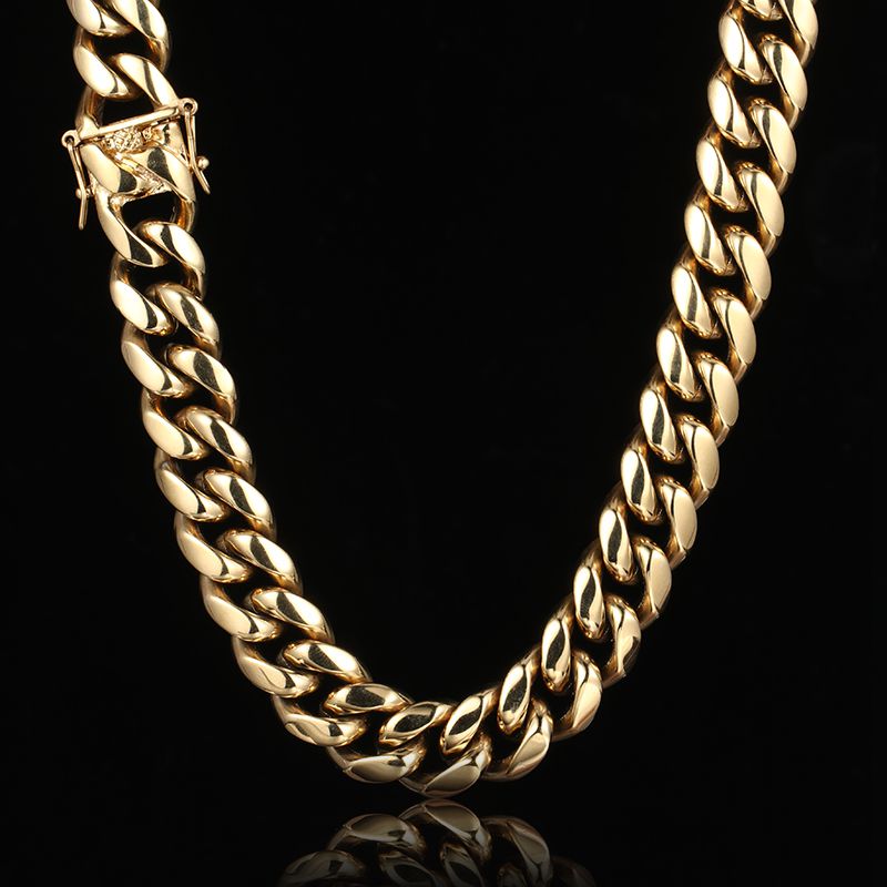 16MM 14K Gold Plated Miami Cuban Link Chain Necklace - Tripodjewelry