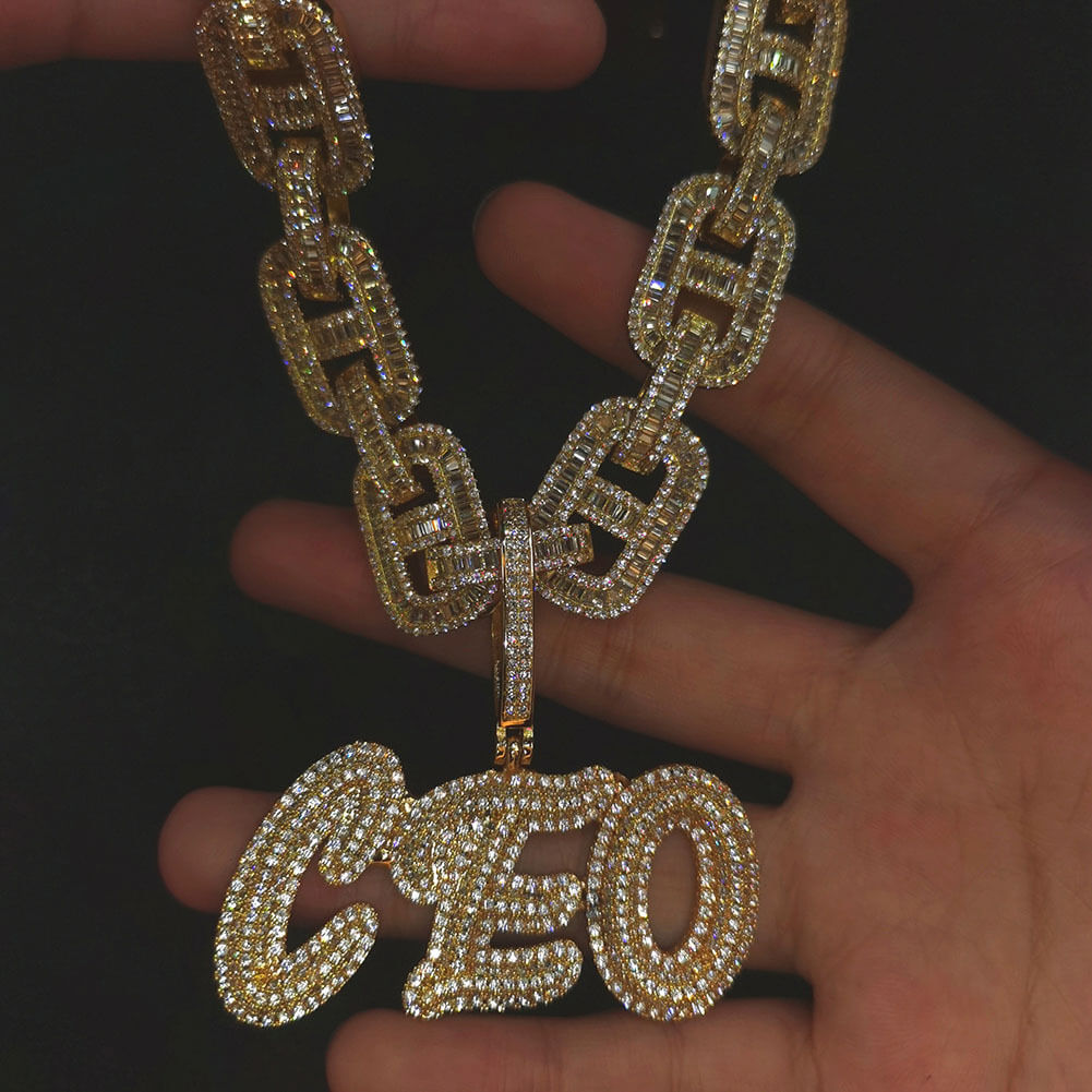 Customized Diamond Letters Pendant Gift For Men TRIPOD JEWELRY