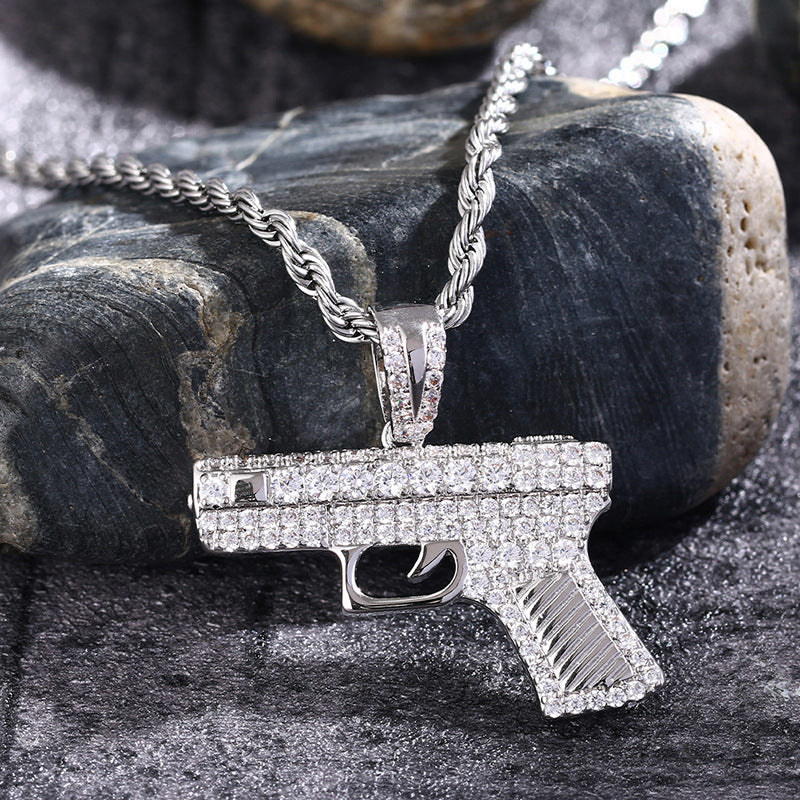 Iced Out Hip Hop Gun Pendant TRIPOD JEWELRY