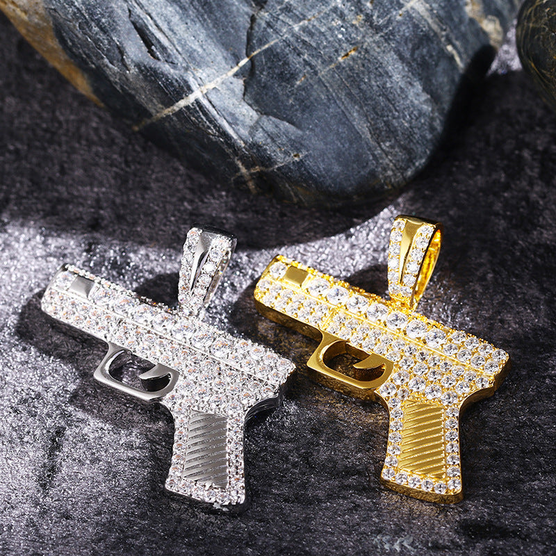 Iced Out Hip Hop Gun Pendant TRIPOD JEWELRY